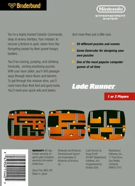 Lode Runner (USA) box cover back